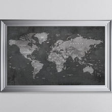 Load image into Gallery viewer, Grey World Map Framed Wall Art 114*74cm