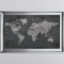 Load image into Gallery viewer, Grey World Map Framed Wall Art 114*74cm