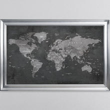 Load image into Gallery viewer, Grey World Map Framed Wall Art 114*74cm