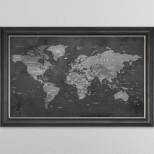 Load image into Gallery viewer, Grey World Map Framed Wall Art 114*74cm