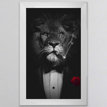 Load image into Gallery viewer, Black And White Lion Framed Wall Art