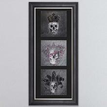 Load image into Gallery viewer, King,Queen And Jester Skull Triptych Card Framed Wall Art
