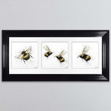 Load image into Gallery viewer, Three Bees Triptych Framed Wall Art