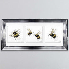 Load image into Gallery viewer, Three Bees Triptych Framed Wall Art