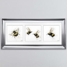 Load image into Gallery viewer, Three Bees Triptych Framed Wall Art