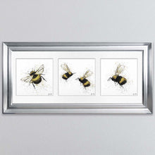 Load image into Gallery viewer, Three Bees Triptych Framed Wall Art