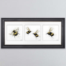 Load image into Gallery viewer, Three Bees Triptych Framed Wall Art