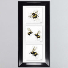 Load image into Gallery viewer, Three Bees Triptych Framed Wall Art