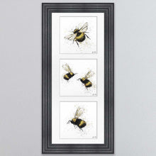 Load image into Gallery viewer, Three Bees Triptych Framed Wall Art