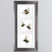 Load image into Gallery viewer, Three Bees Triptych Framed Wall Art