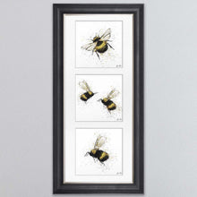 Load image into Gallery viewer, Three Bees Triptych Framed Wall Art