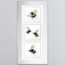 Load image into Gallery viewer, Three Bees Triptych Framed Wall Art
