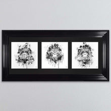 Load image into Gallery viewer, Three Wise Monkeys Triptych Framed Wall Art