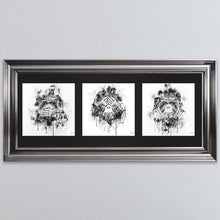 Load image into Gallery viewer, Three Wise Monkeys Triptych Framed Wall Art