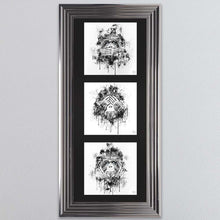 Load image into Gallery viewer, Three Wise Monkeys Triptych Framed Wall Art