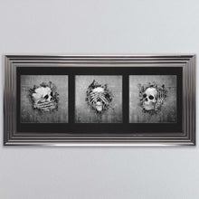 Load image into Gallery viewer, Three Wise Skulls Triptych Framed Wall Art