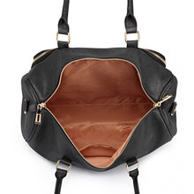 Load image into Gallery viewer, LEATHER LOOK MATERNITY CHANGING SHOULDER BAG BLACK