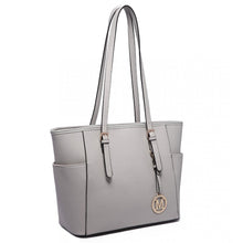 Load image into Gallery viewer, FAUX LEATHER ADJUSTABLE HANDLE TOTE BAG LIGHT GREY