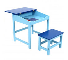 Load image into Gallery viewer, Children's Blue Desk And Stool