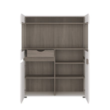 Load image into Gallery viewer, Chelsea Living Low Display Cabinet 109 cm wide in white with an Truffle Oak Trim