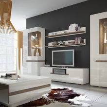 Load image into Gallery viewer, Chelsea Living Wide TV Unit in white with an Truffle Oak Trim