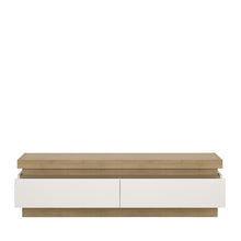 Load image into Gallery viewer, Lyon 2 drawer TV cabinet in Riviera Oak/White High Gloss