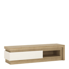Load image into Gallery viewer, Lyon 1 drawer TV cabinet with open shelf in Riviera Oak/White High Gloss