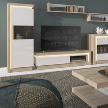 Load image into Gallery viewer, Lyon 1 drawer TV cabinet with open shelf in Riviera Oak/White High Gloss