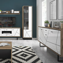 Load image into Gallery viewer, Brolo Tall glazed display cabinet (Right Hand) With the walnut and dark panel finish