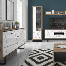 Load image into Gallery viewer, Brolo Tall glazed display cabinet (Left Hand) With the walnut and dark panel finish