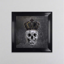 Load image into Gallery viewer, King Skull With Crown Grey Framed Wall Art