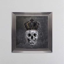 Load image into Gallery viewer, King Skull With Crown Grey Framed Wall Art