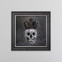 Load image into Gallery viewer, King Skull With Crown Grey Framed Wall Art