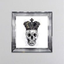 Load image into Gallery viewer, King Skull With Crown White Framed Wall Art