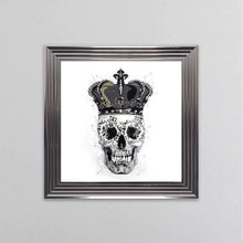 Load image into Gallery viewer, King Skull With Crown White Framed Wall Art