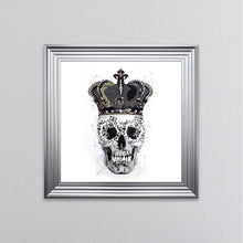 Load image into Gallery viewer, King Skull With Crown White Framed Wall Art
