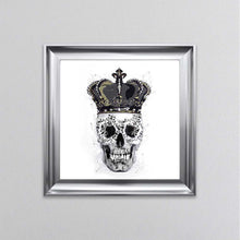 Load image into Gallery viewer, King Skull With Crown White Framed Wall Art