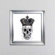 Load image into Gallery viewer, King Skull With Crown White Framed Wall Art