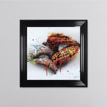 Load image into Gallery viewer, In The Kiss Orange Lips Framed Wall Art