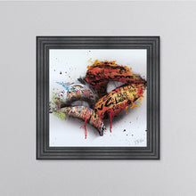 Load image into Gallery viewer, In The Kiss Orange Lips Framed Wall Art