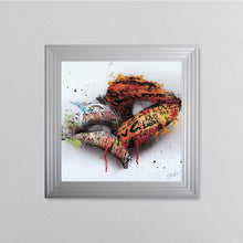 Load image into Gallery viewer, In The Kiss Orange Lips Framed Wall Art