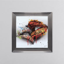 Load image into Gallery viewer, In The Kiss Orange Lips Framed Wall Art