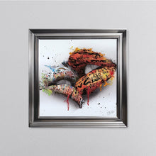 Load image into Gallery viewer, In The Kiss Orange Lips Framed Wall Art