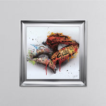 Load image into Gallery viewer, In The Kiss Orange Lips Framed Wall Art