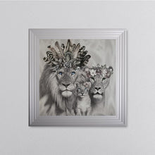 Load image into Gallery viewer, Lion Family With One Cub Framed Wall Art 75*75cm