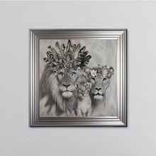 Load image into Gallery viewer, Lion Family With One Cub Framed Wall Art 75*75cm