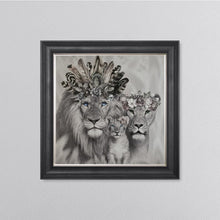 Load image into Gallery viewer, Lion Family With One Cub Framed Wall Art 75*75cm