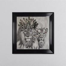 Load image into Gallery viewer, Lion Family With Three Cubs Framed Wall Art 75*75cm