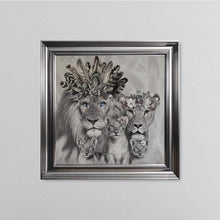Load image into Gallery viewer, Lion Family With Three Cubs Framed Wall Art 75*75cm