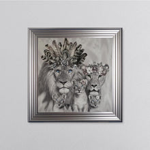 Load image into Gallery viewer, Lion Family With Three Cubs Framed Wall Art 75*75cm